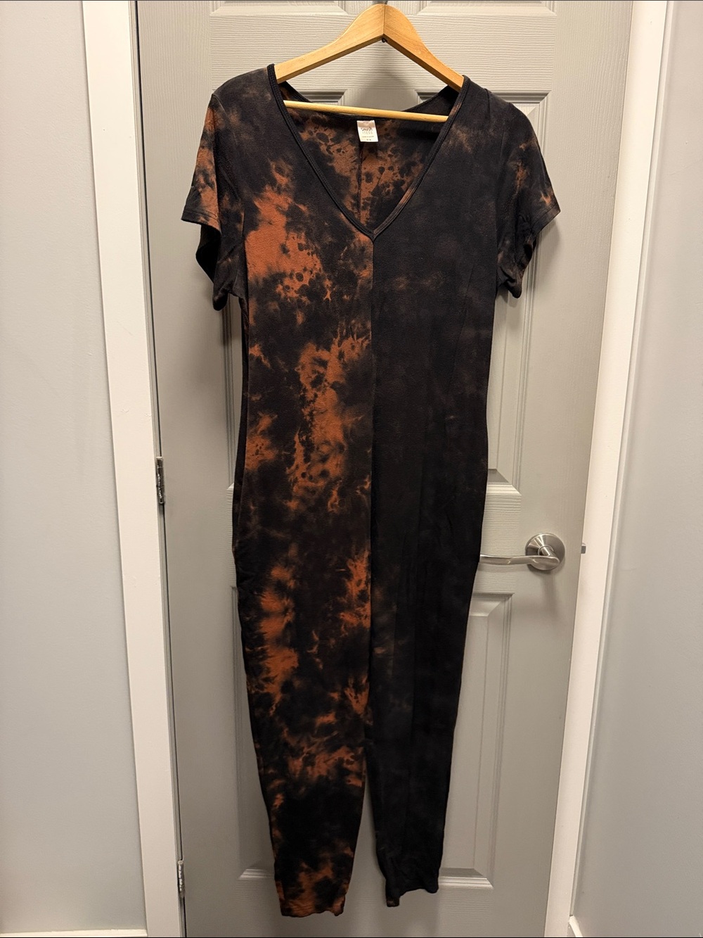 Smash + Tess Black and Rust Tie-Dye Jumpsuit Romper